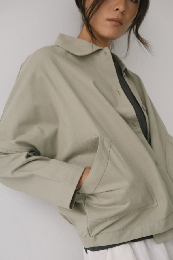 Chaqueta de sarga oversized verde salvia