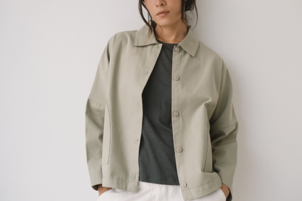 Chaqueta de sarga oversized verde salvia
