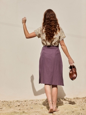 Falda Fely Púrpura de Lino y Algodón Orgánico