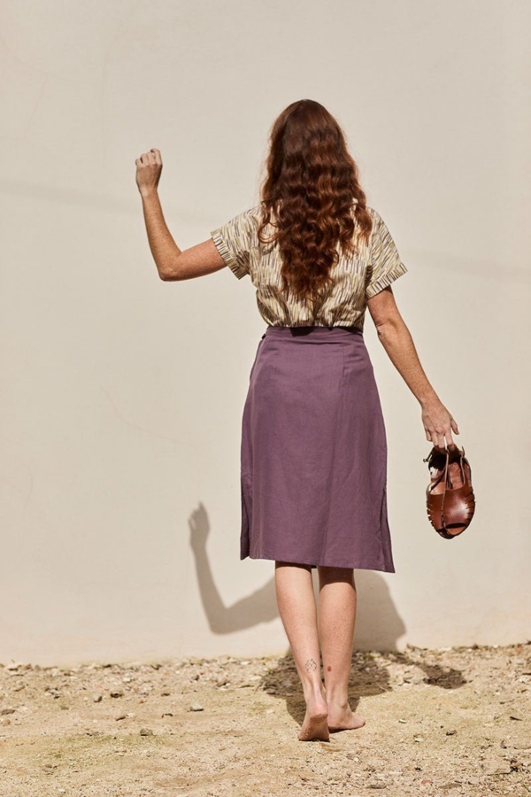 Falda Fely Púrpura de Lino y Algodón Orgánico
