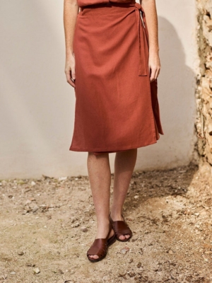 Falda Fely Rojo Rooibos de Lino y Algodón Orgánico