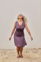 Vestido Cruzado Fara Púrpura de Lino y Algodón Orgánico