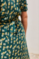 Vestido Escote Pico Frida Huellas Verde Azulado