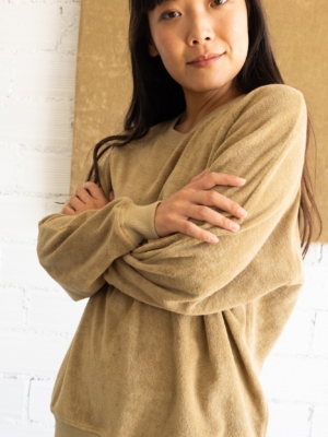 Sudadera Gilda manga ranglán de terry beige