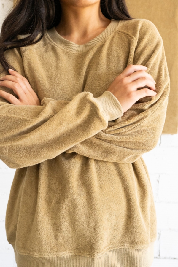 Sudadera Gilda manga ranglán de terry beige