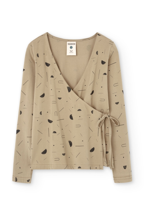 Camiseta Gina cruzada  beige lluvia sideral