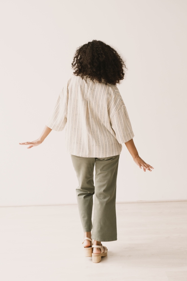 Camisa Hallow oversized Tencel estampado rastro