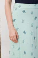 Maxi falda evasé Irma verde estampado cactus.