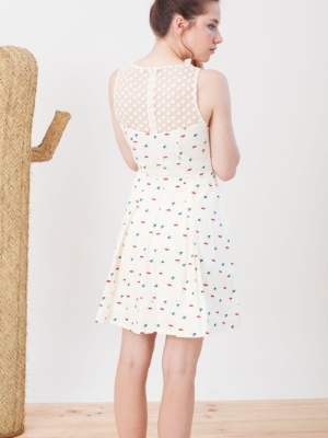 Vestido evasé Isadora de popelín estampado marinero.