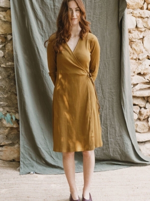 Vestido Cruzado Janette Mostaza