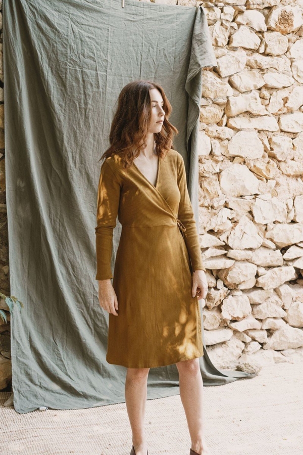 Vestido Cruzado Janette Mostaza