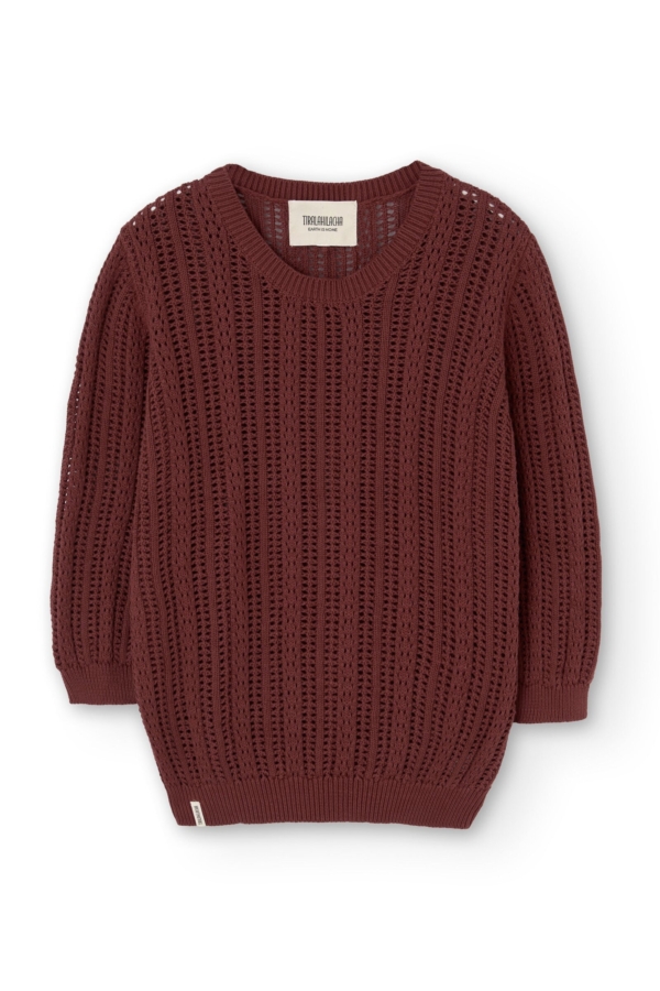 Jersey calado rojo arcilla