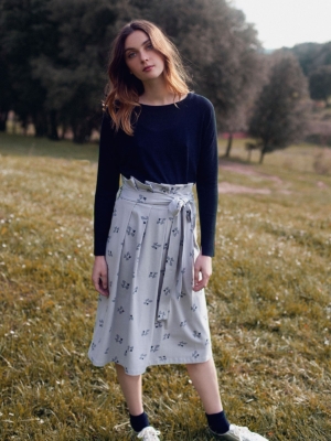 Falda plisada Lamar gris estampado