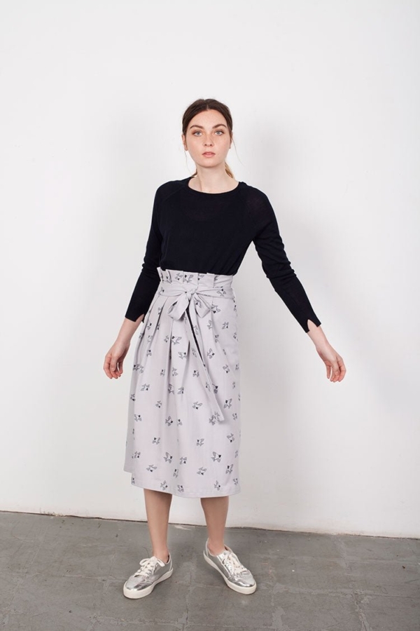 Falda plisada Lamar gris estampado