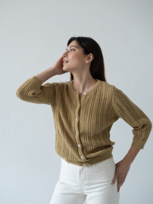Cardigan Calado Bibi Mostaza