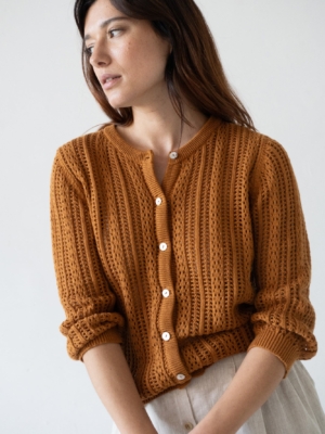 Cardigan Calado Bibi Terracota