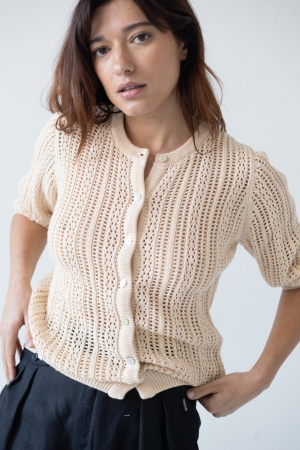 Cardigan Calado Bibi Beige