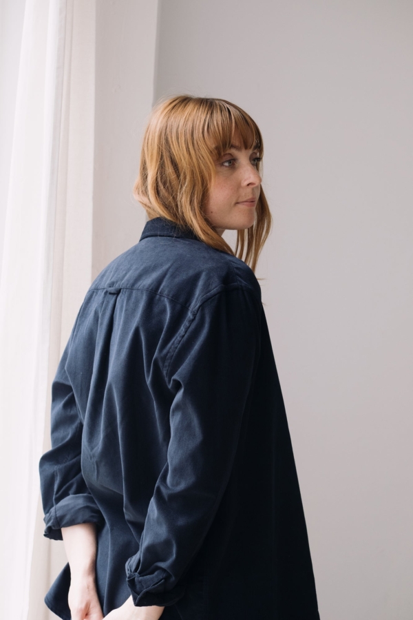 Camisa micropana azul marino