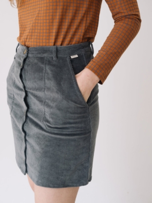 Falda pana algodón orgánico azul