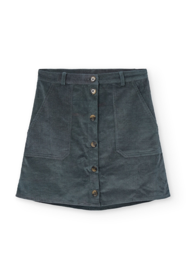 Falda pana algodón orgánico azul