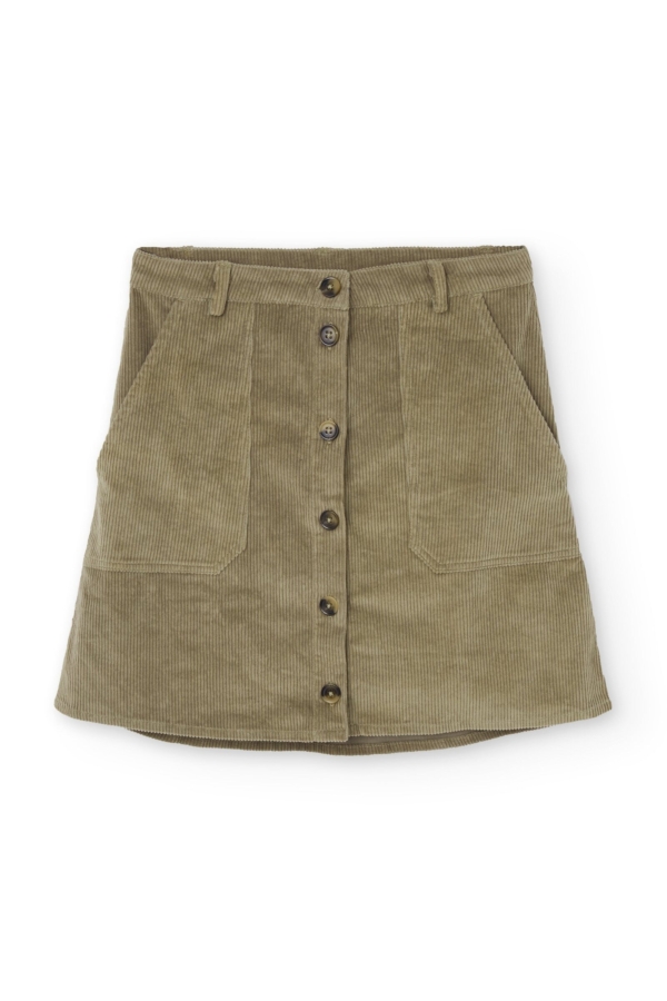 Falda pana algodón orgánico verde