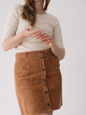 Falda pana algodón orgánico teja