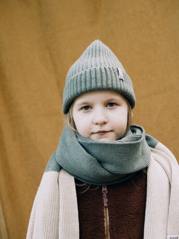 Gorro unisex Tao verde en lana merino