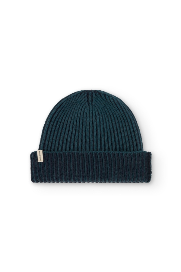 Gorro unisex Tao bicolor azul en lana merino