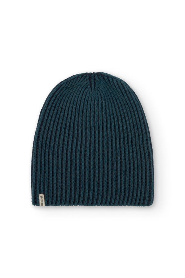 Gorro unisex Tao bicolor azul en lana merino