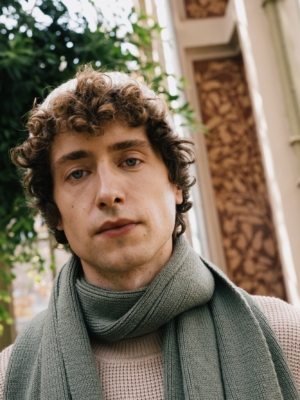 Bufanda Tayo verde lana merino