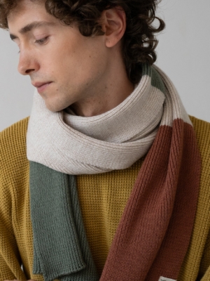 Bufanda Tayo tricolor beige lana merino