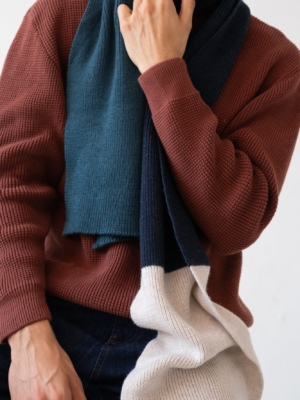 Bufanda Tayo tricolor azul lana merino