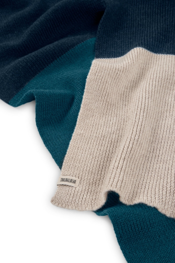 Bufanda Tayo tricolor azul lana merino