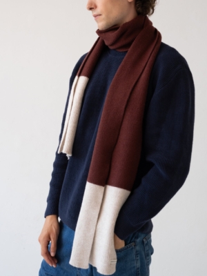 Bufanda Tayo bicolor rojo lana merino