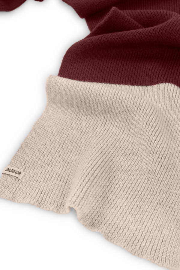 Bufanda Tayo bicolor rojo lana merino