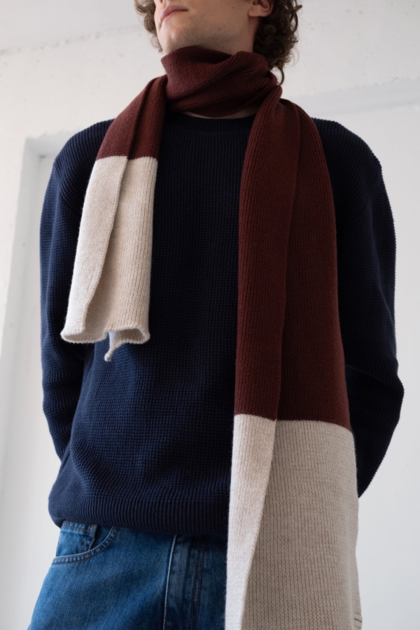 Bufanda Tayo bicolor rojo lana merino