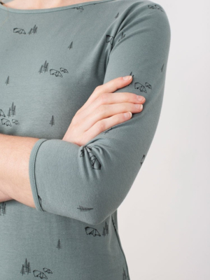 Vestido entallado Leia verde estampado