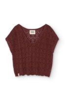 Top calado de tricot rojo arcilla
