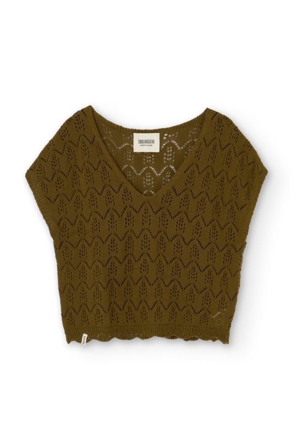 Top calado de tricot verde