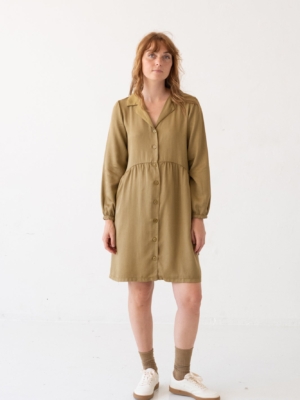 Vestido camisero Tam mostaza 100% Tencel