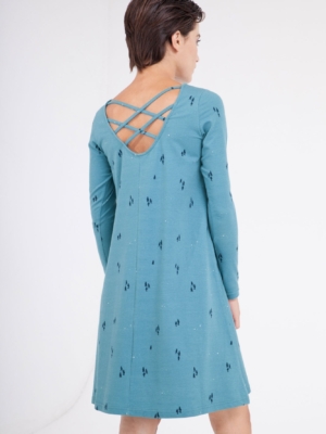 Vestido Carola Evasé color azul ópalo.