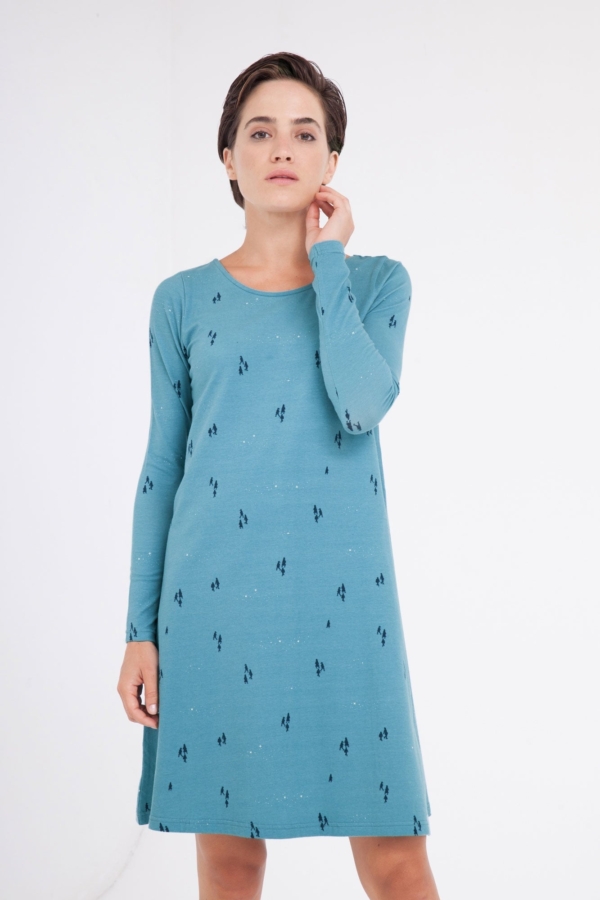 Vestido Carola Evasé color azul ópalo.