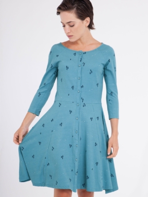 Vestido Celine manga ranglán azul ópalo.