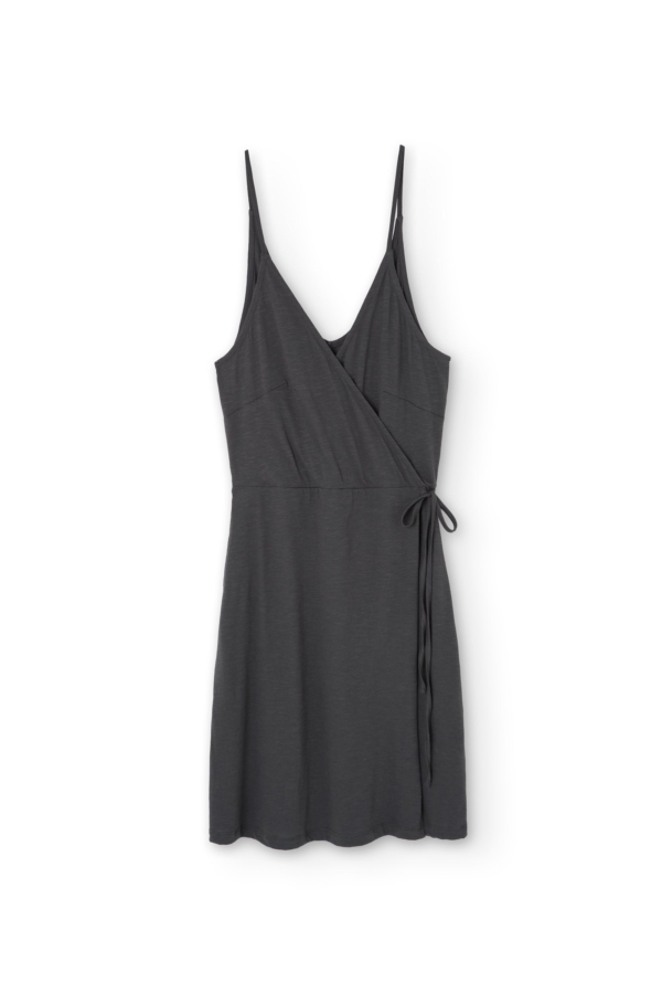 Vestido cruzado de tirantes gris antracita