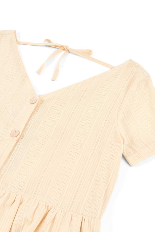 Vestido holgado con botones crudo