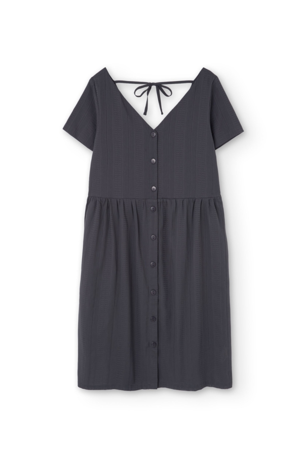 Vestido holgado con botones gris antracita