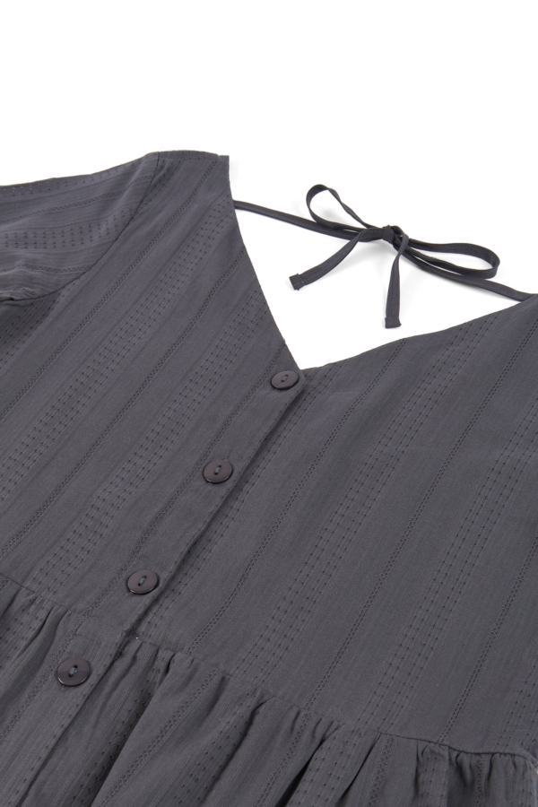 Vestido holgado con botones gris antracita