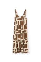 Vestido largo con volantes estampado marrón