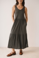 Vestido largo con volantes gris antracita