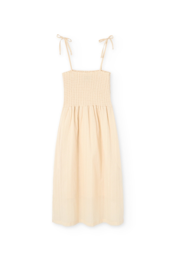 Vestido nido de abeja crudo